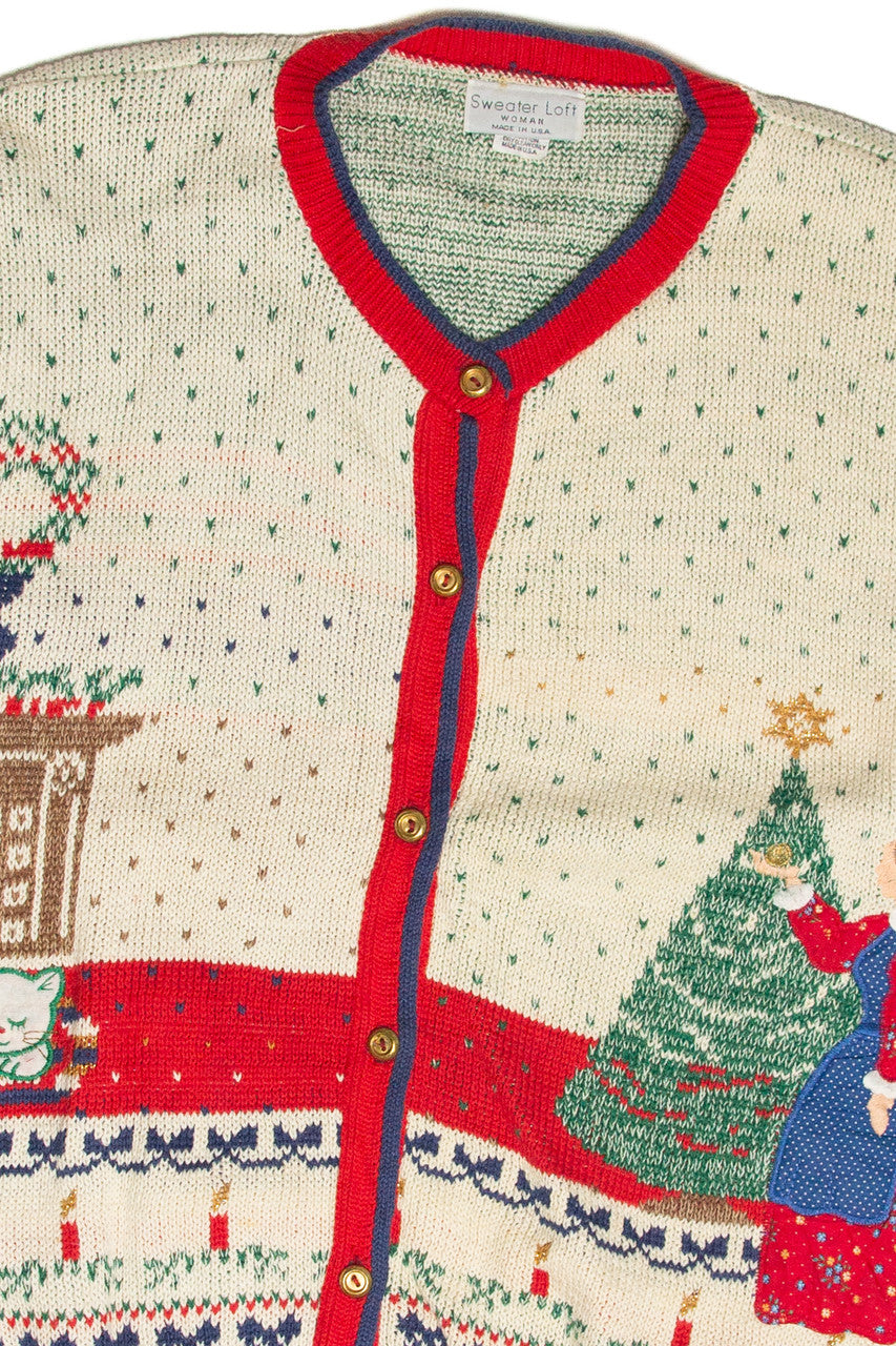 Vintage Beige Ugly Christmas Cardigan 61873