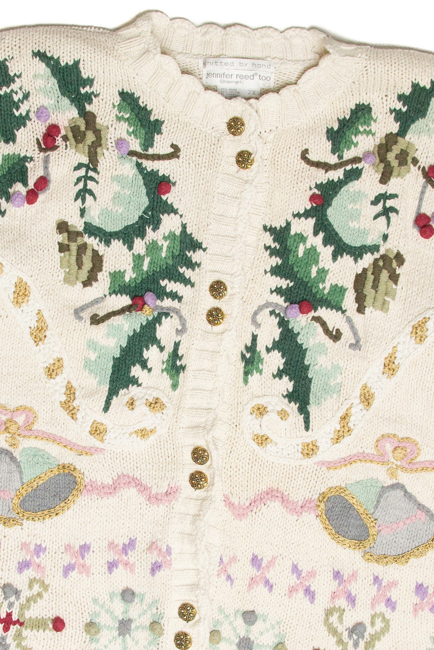 Vintage White Ugly Christmas Cardigan 61875