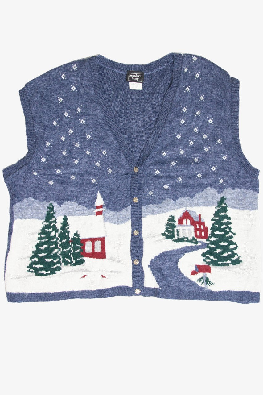 Vintage Blue Ugly Christmas Vest 61913