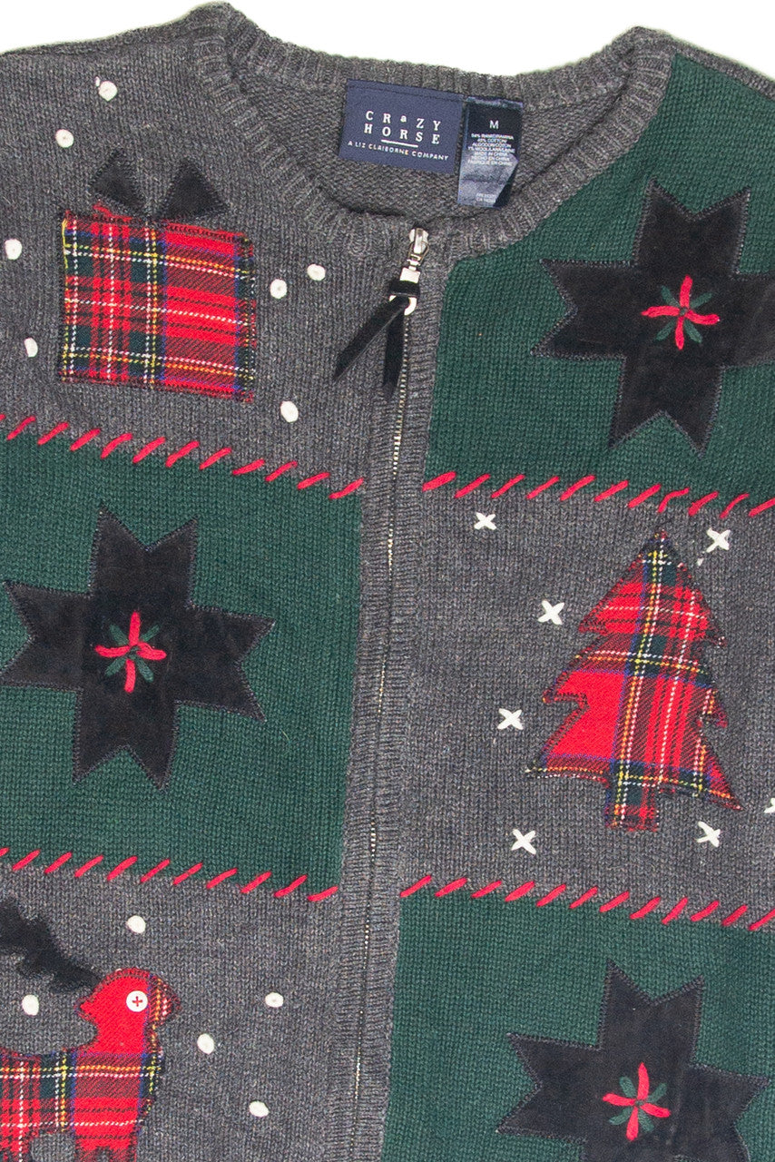 Vintage Gray Ugly Christmas Cardigan 61930