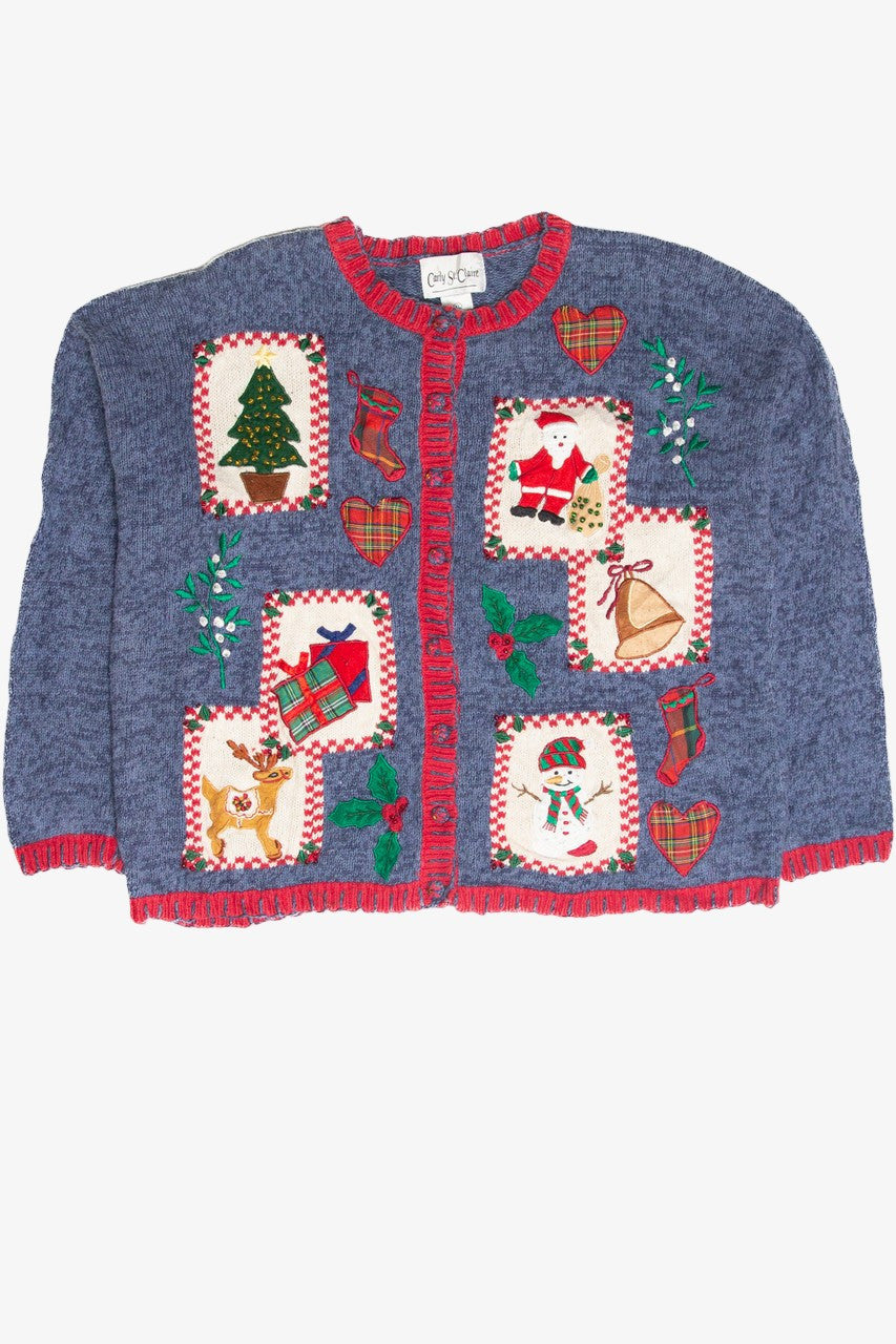 Vintage Blue Ugly Christmas Cardigan 61931