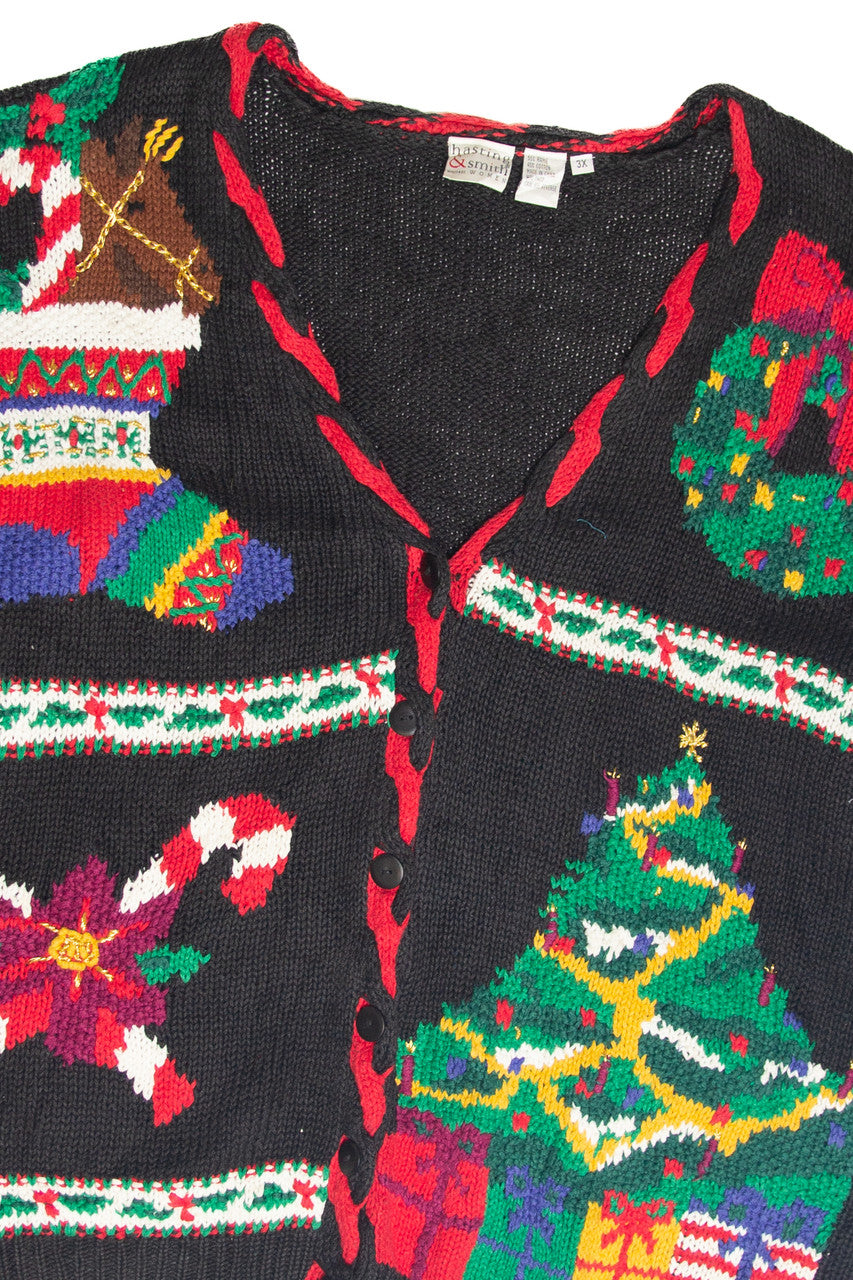 Vintage Black Ugly Christmas Cardigan 61944