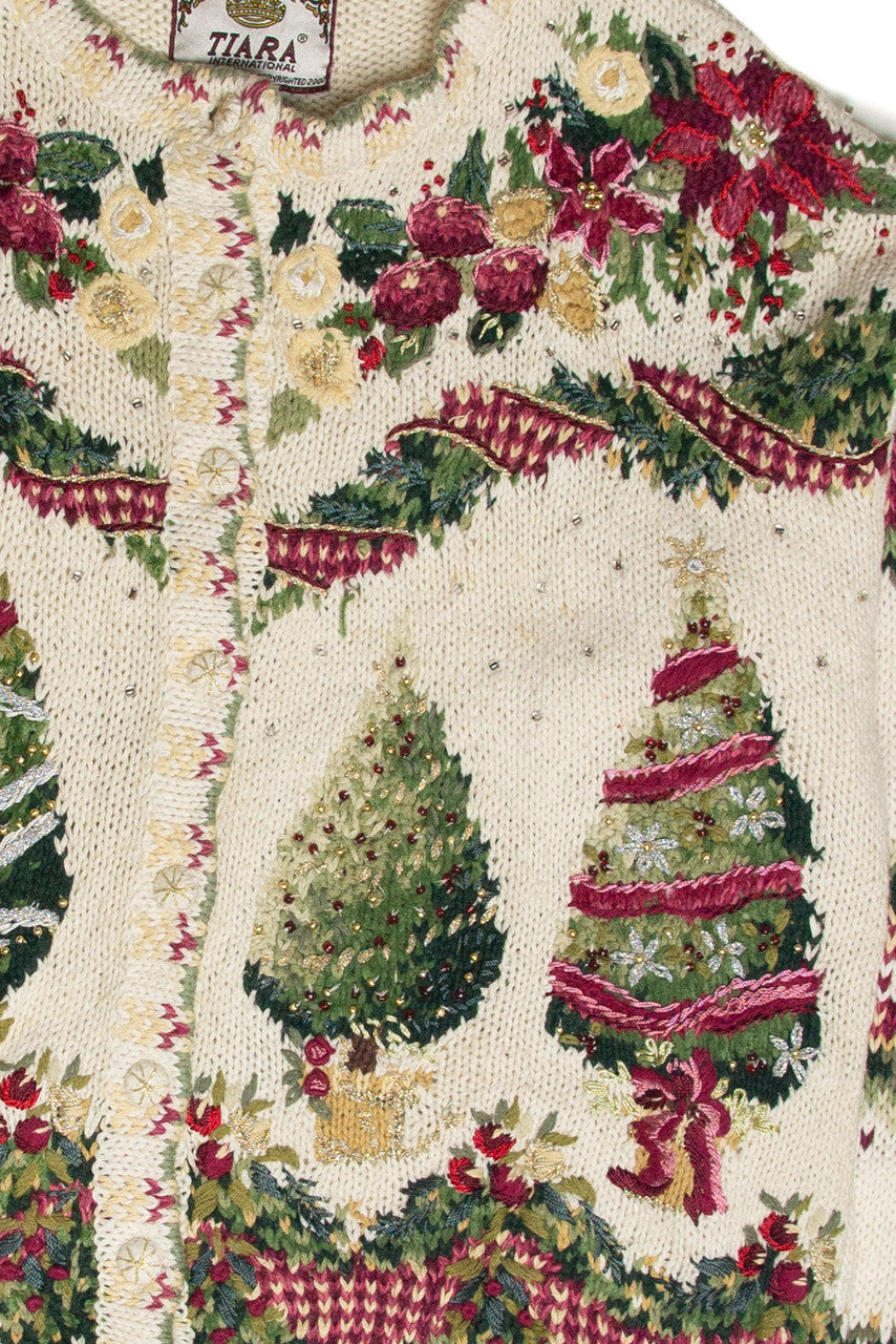 Vintage White Ugly Christmas Cardigan 61963