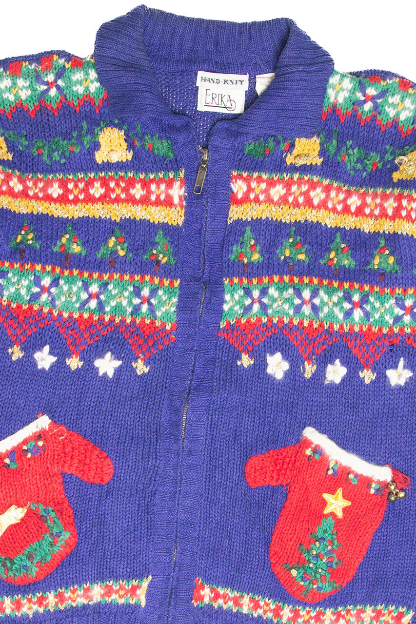Vintage Blue Ugly Christmas Cardigan 61979