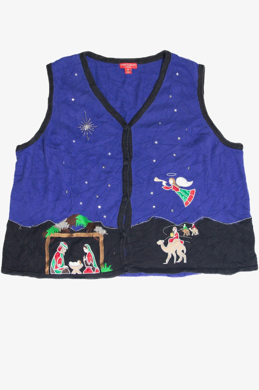 Vintage Blue Ugly Christmas Vest 61992