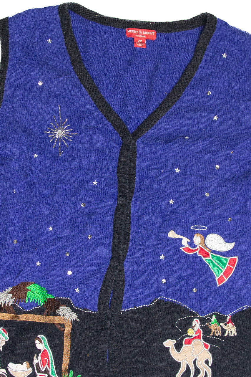 Vintage Blue Ugly Christmas Vest 61992