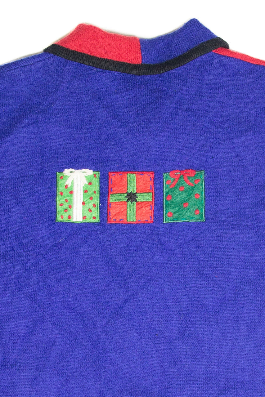 Vintage Red And Blue Ugly Christmas Cardigan 61996