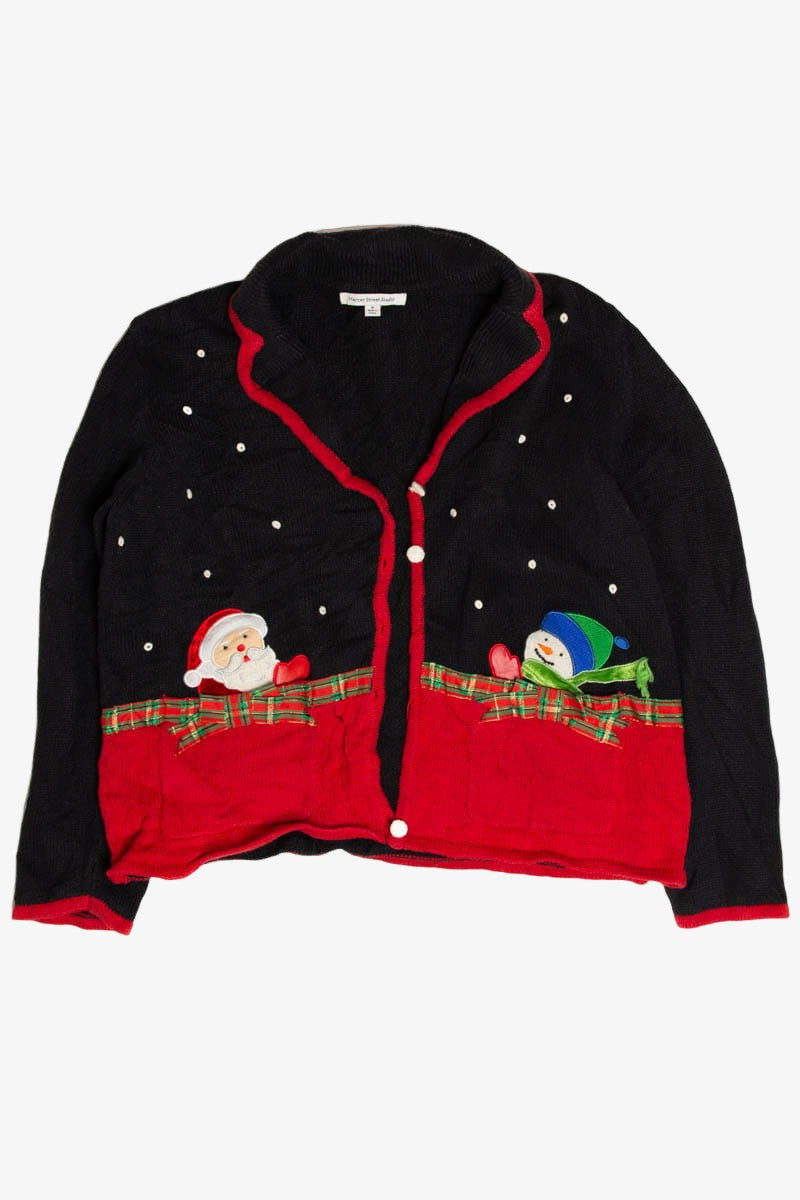Santa Snowman Pocket Ugly Christmas Cardigan 62003