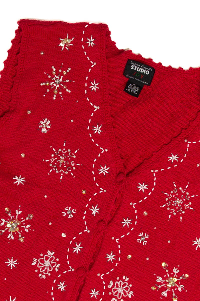 Sequin Snowflakes Ugly Christmas Sweater Vest 62045