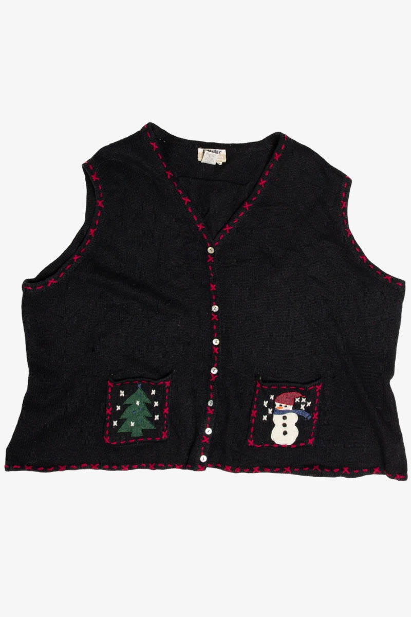 Snowman & Trees Patchwork Ugly Christmas Sweater Vest 62023