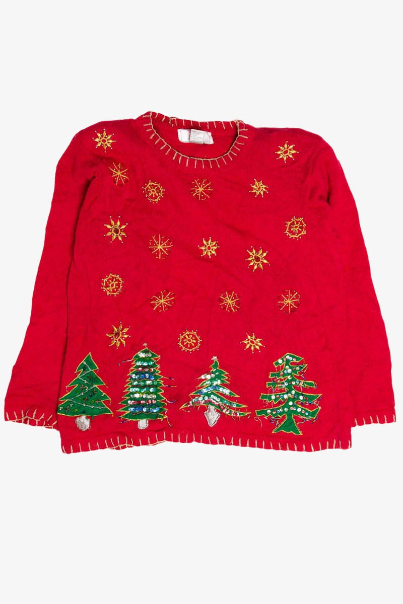 Beaded Trees & Snowflakes Ugly Christmas Sweater 62083
