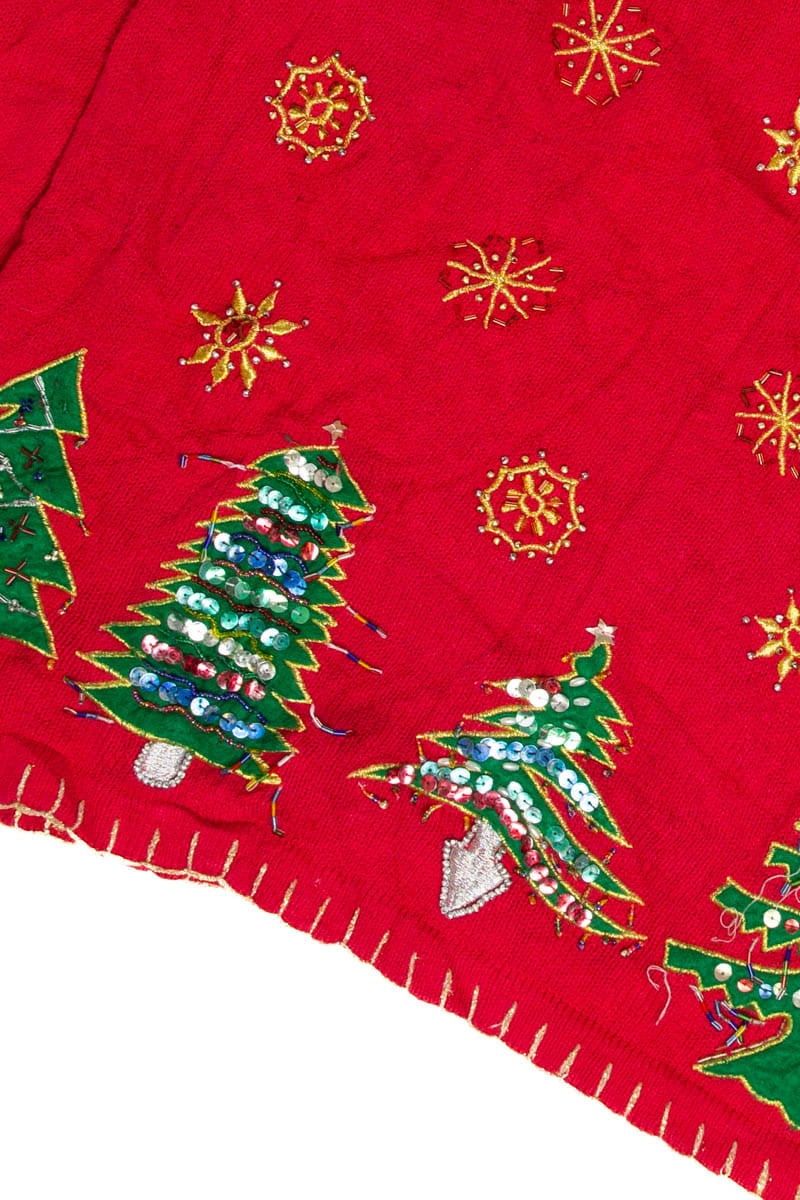 Beaded Trees & Snowflakes Ugly Christmas Sweater 62083