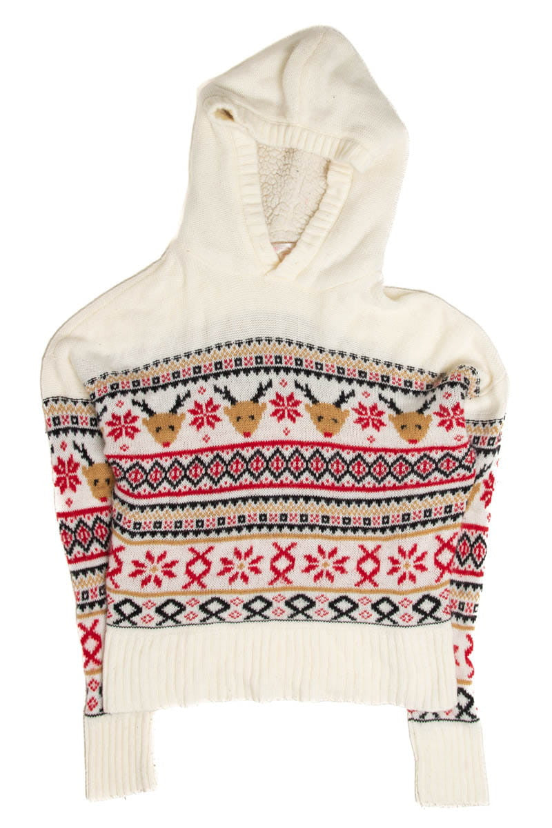 Reindeer Fair Isle Hoodie Ugly Christmas Sweater 62087