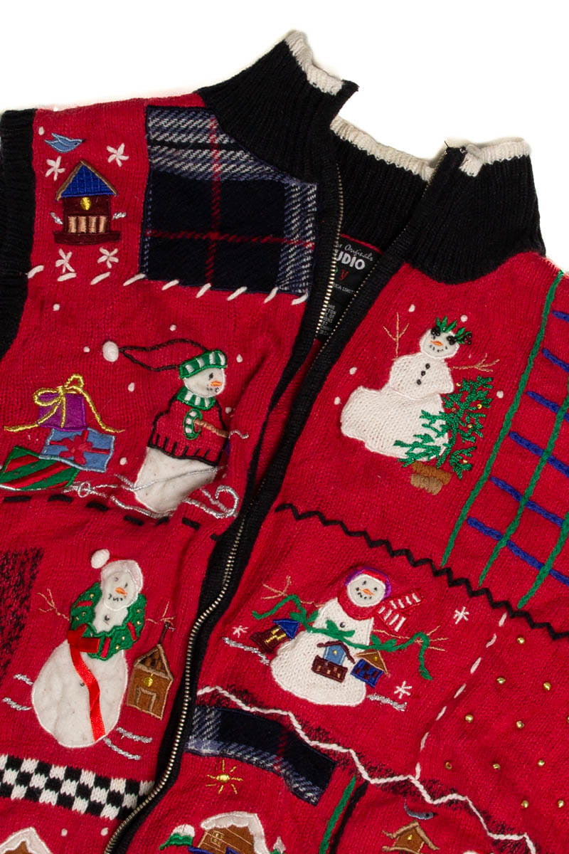 Snowmen Patchwork Ugly Christmas Sweater Vest 62098