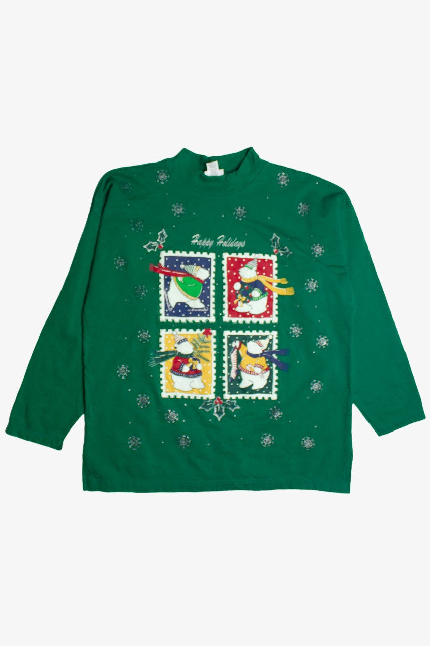 Winter Time Bear Stamps Ugly Christmas Sweatshirt 62147