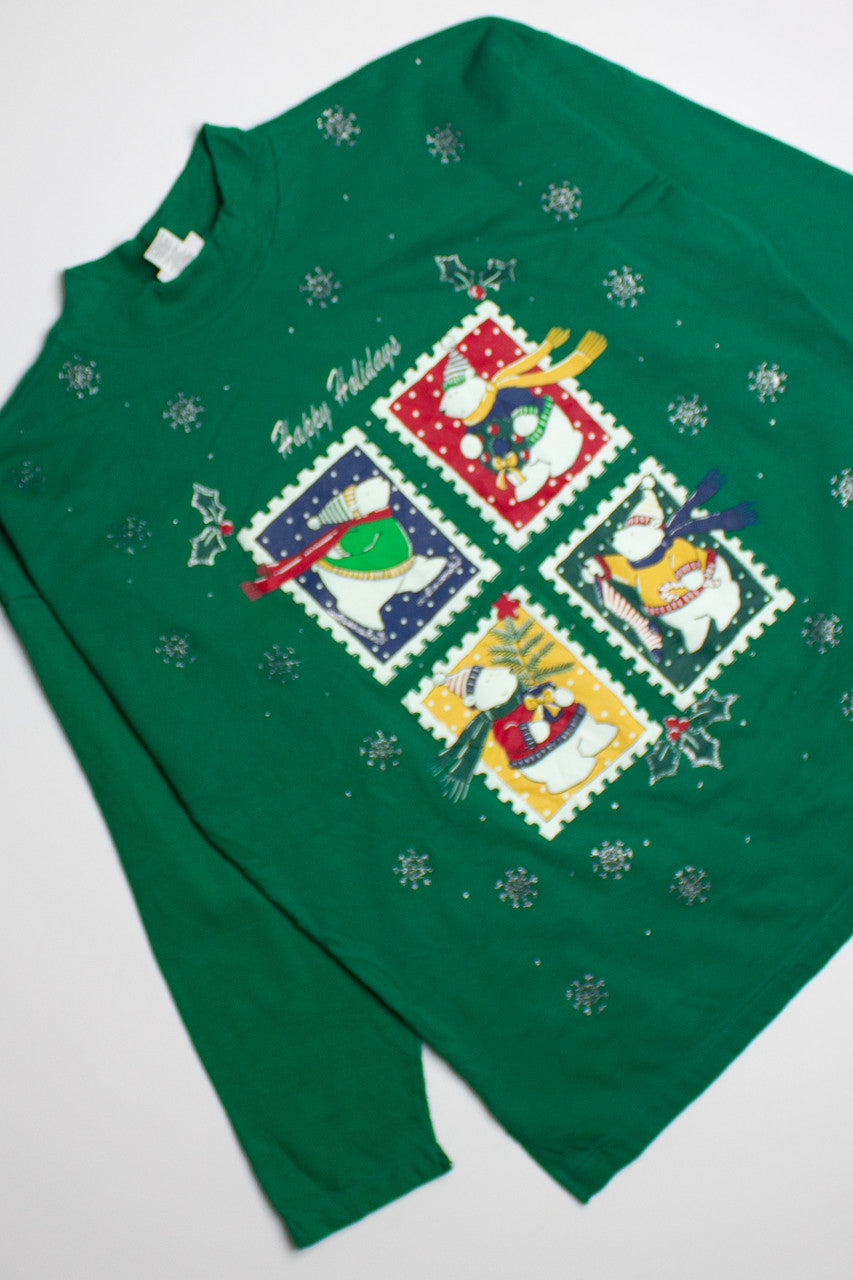 Winter Time Bear Stamps Ugly Christmas Sweatshirt 62147