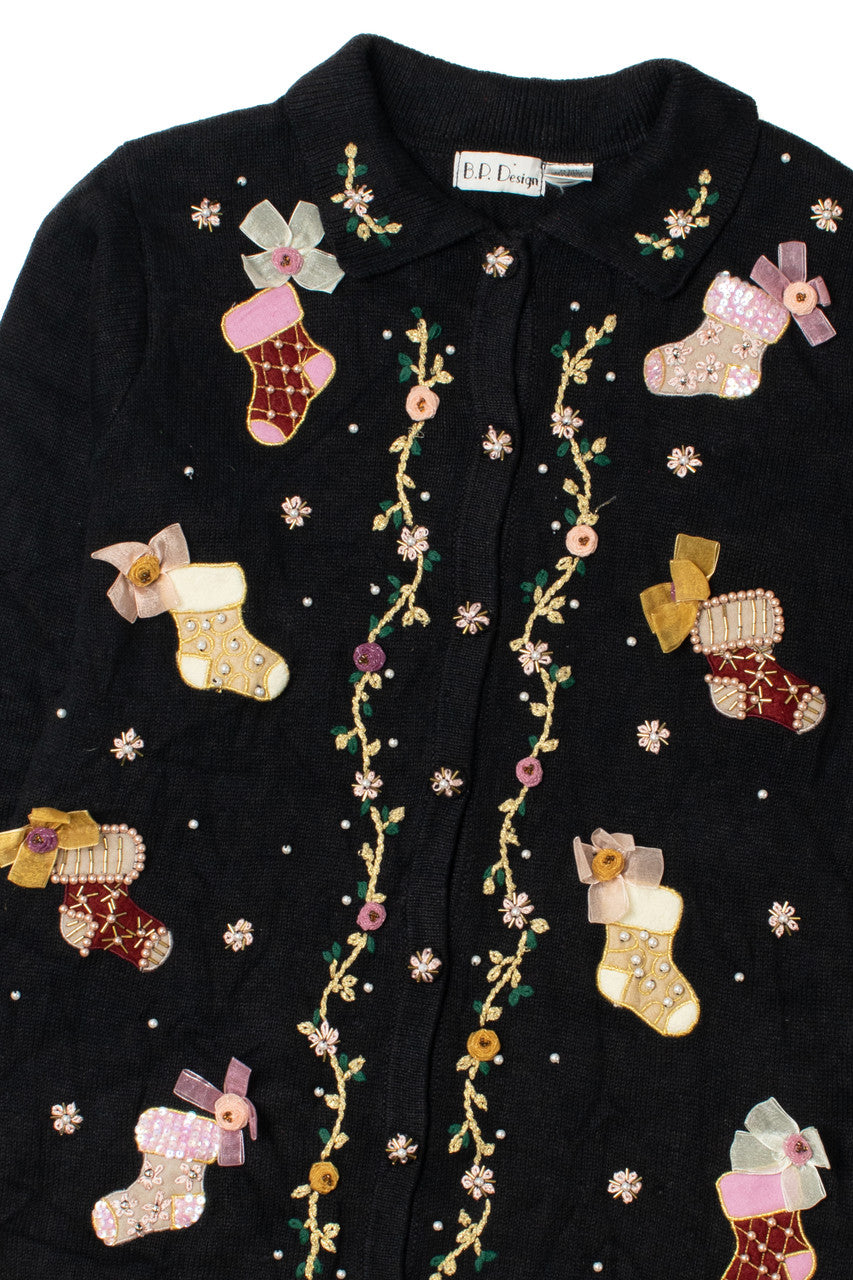 Beaded Christmas Stockings Ugly Christmas Cardigan 62157