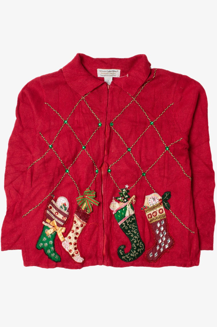Christmas Stockings Ugly Christmas Zip-Up Cardigan 62161