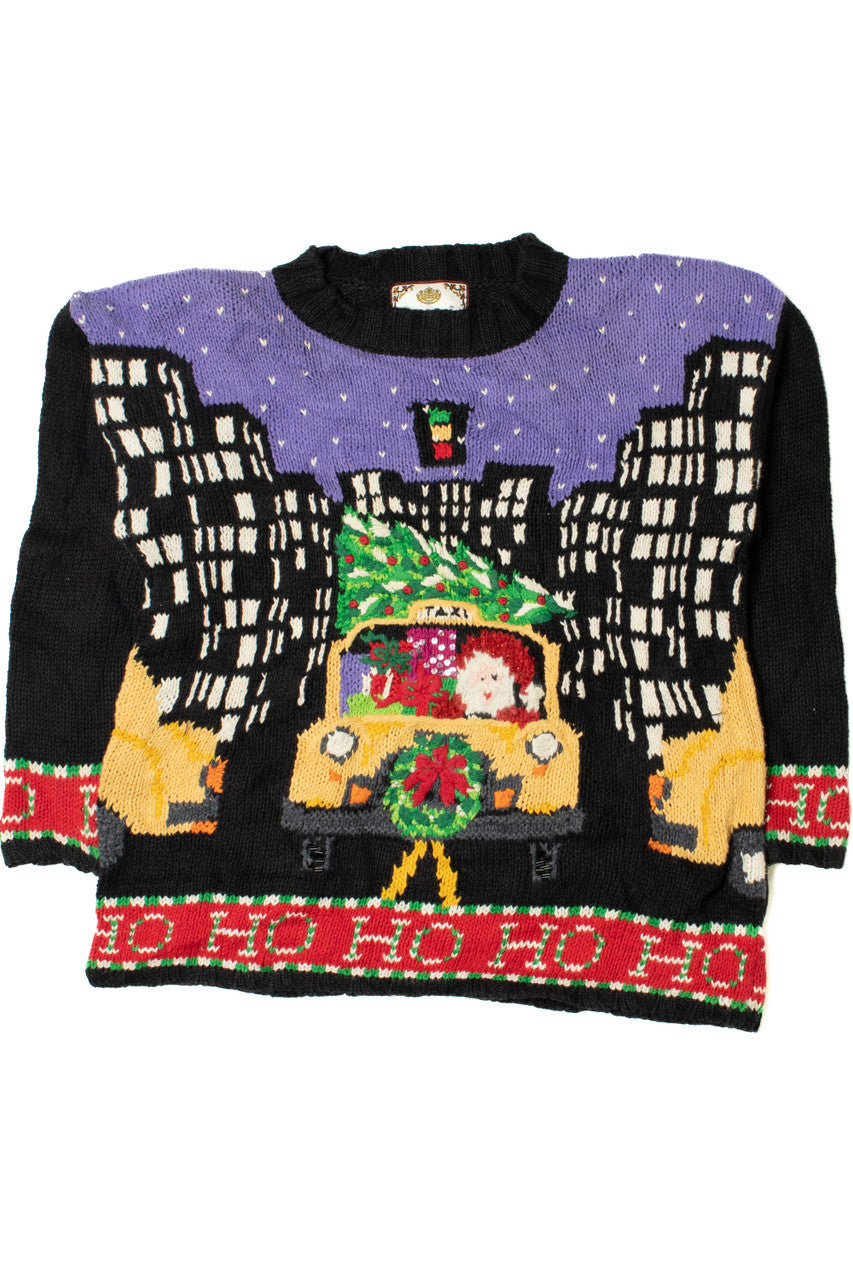 "Ho Ho Ho" Santa City Taxi Ugly Christmas Sweater 62187