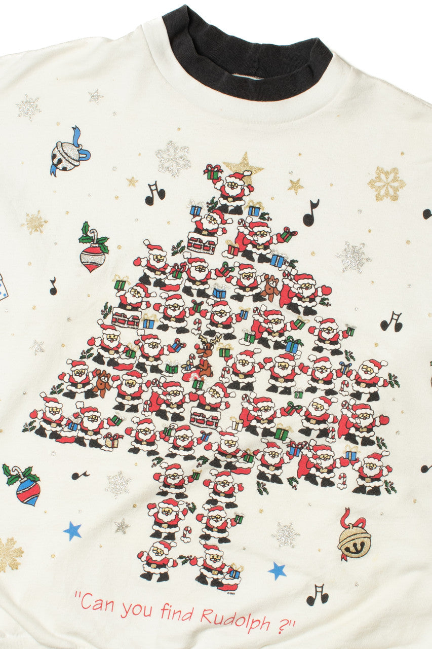 "Find Rudolph?" Santa Tree Puzzle Ugly Christmas Sweatshirt 62205