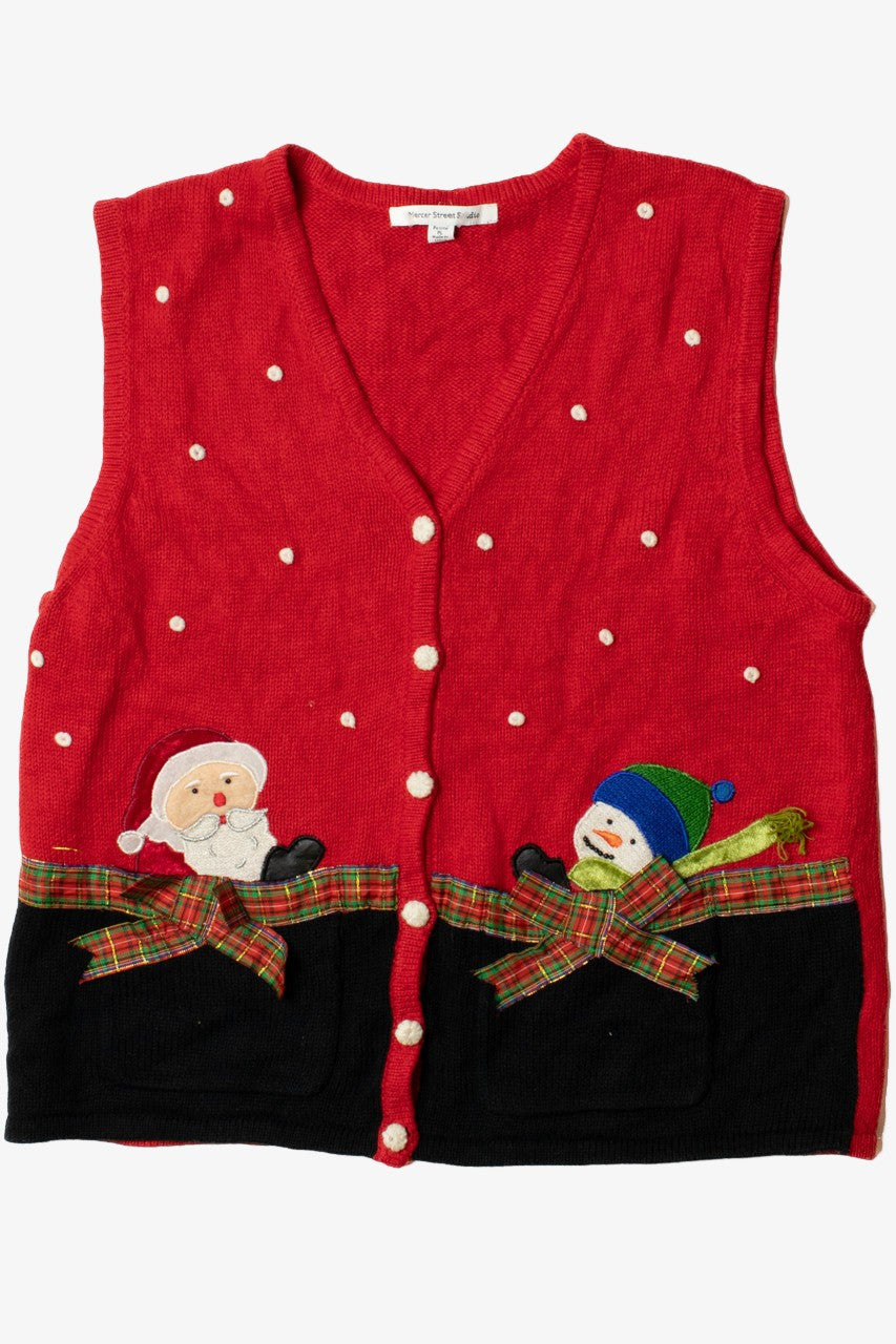 Santa & Snowman Front Pockets Ugly Christmas Vest 62256