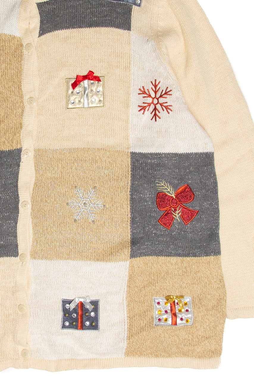 Vintage Beige Ugly Christmas Cardigan 62972