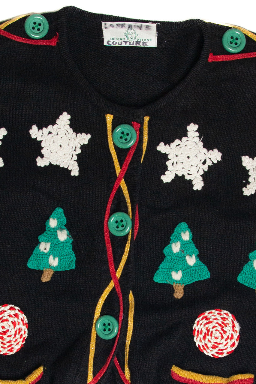 Vintage Black Ugly Christmas Cardigan 62978