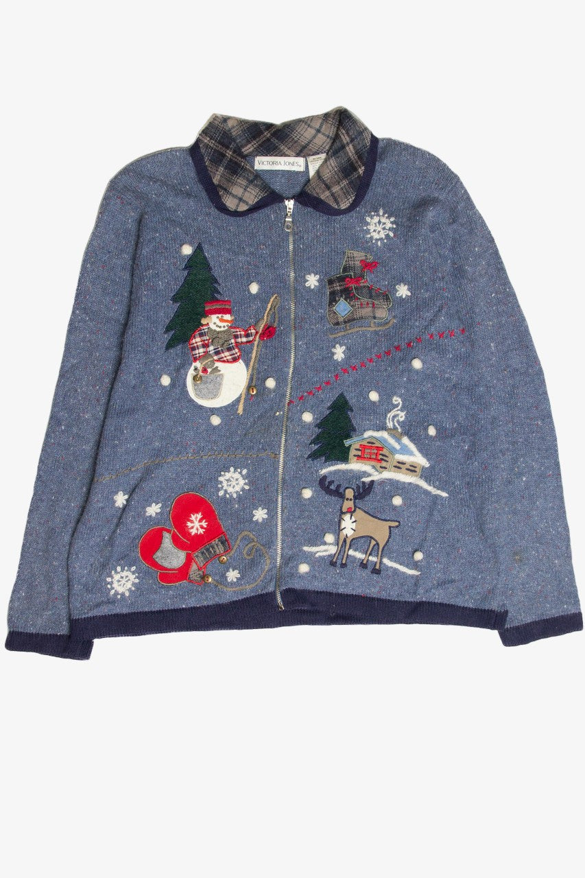 Vintage Blue Ugly Christmas Cardigan 62989