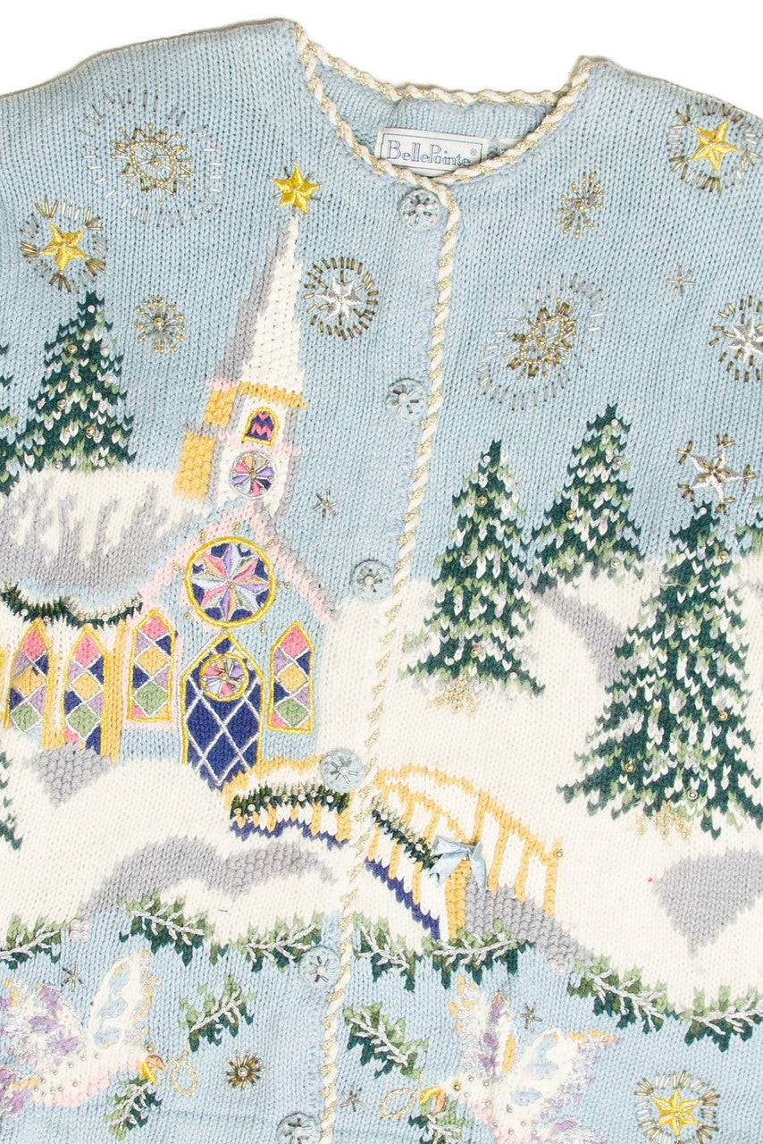 Vintage Blue Ugly Christmas Cardigan 62996