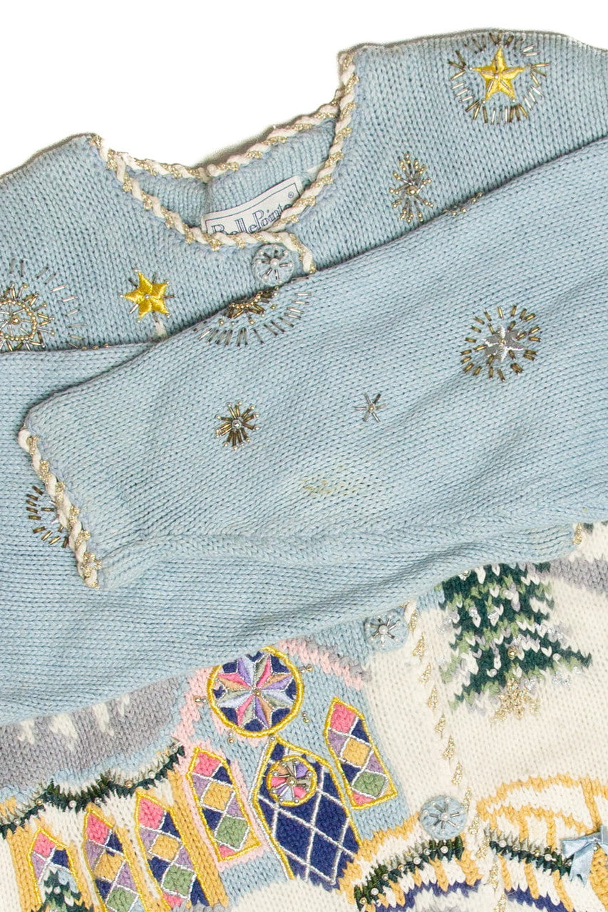 Vintage Blue Ugly Christmas Cardigan 62996