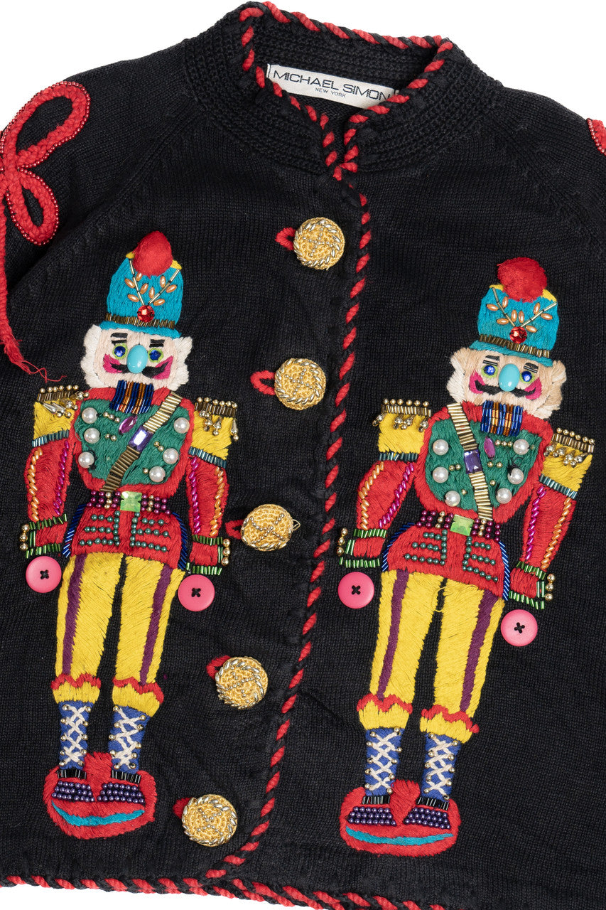 Vintage Michael Simon Nutcrackers Ugly Christmas Cardigan (1990s)
