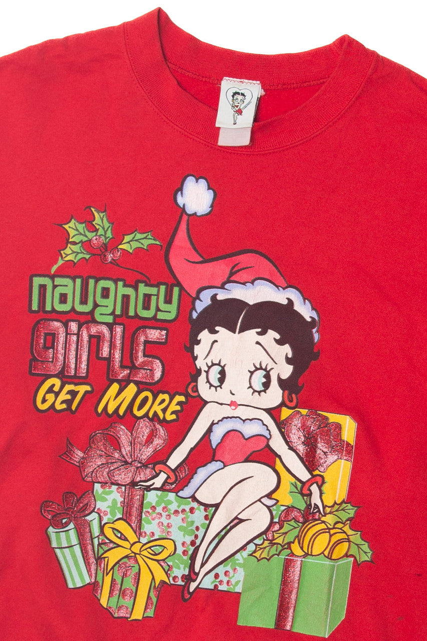 Betty Boop "Naughty Girls Get More" Ugly Christmas Sweater 63749