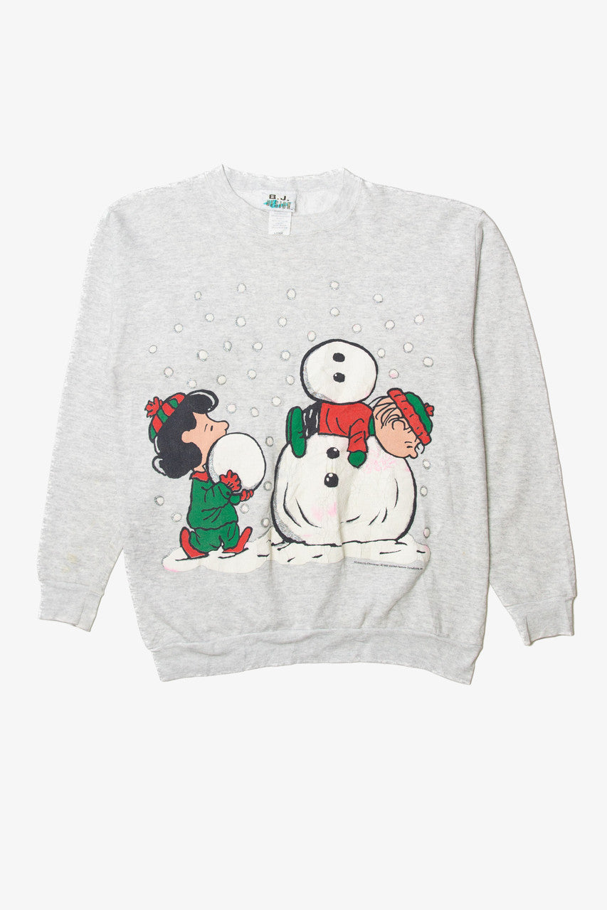 Peanuts Building Snowman Ugly Christmas Sweater 63752