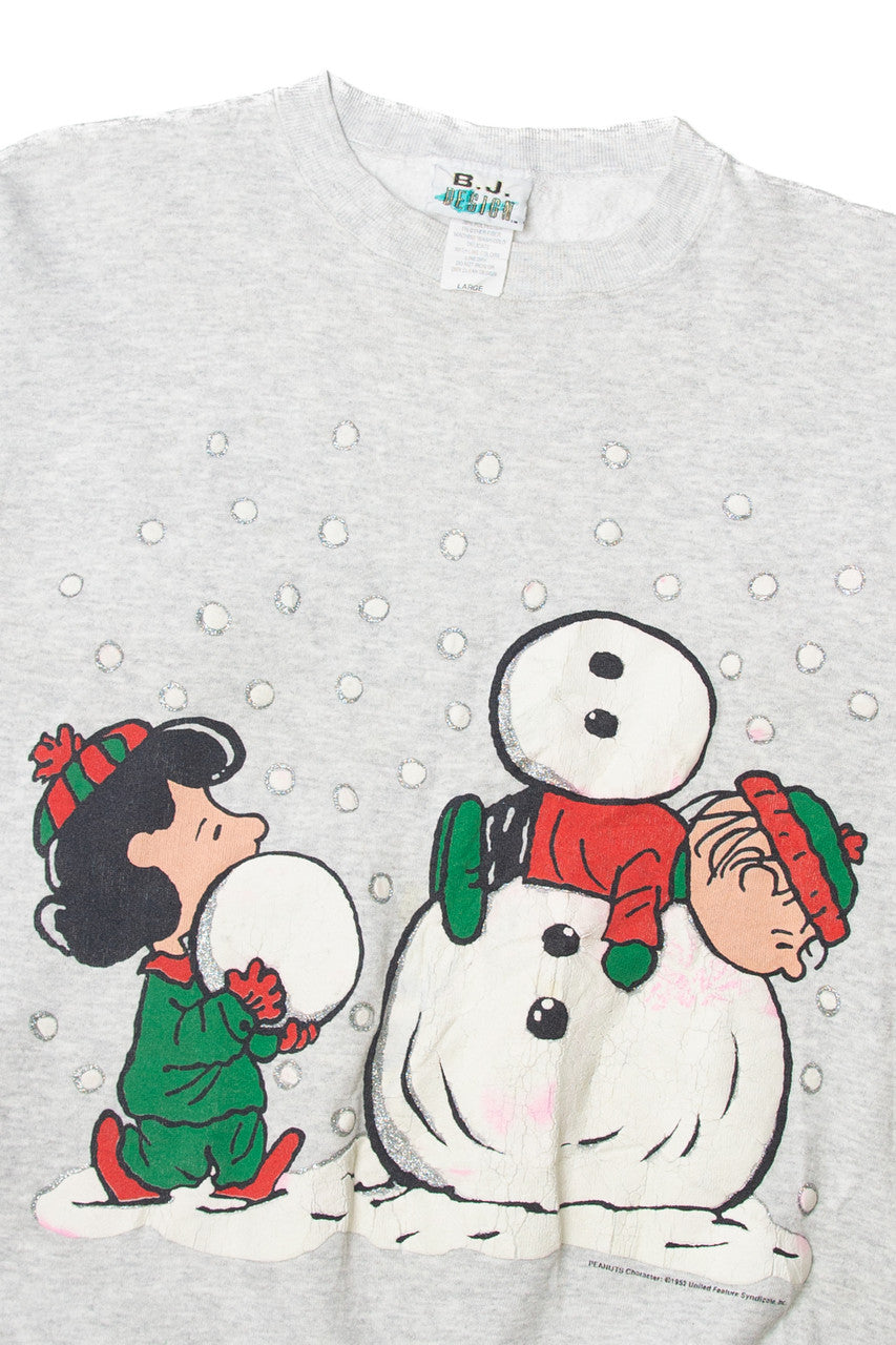 Peanuts Building Snowman Ugly Christmas Sweater 63752