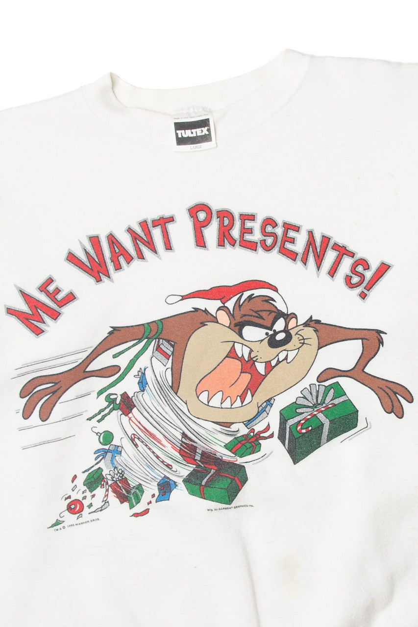 Taz "Me Want Presents" Looney Tunes Ugly Christmas Sweater 63775