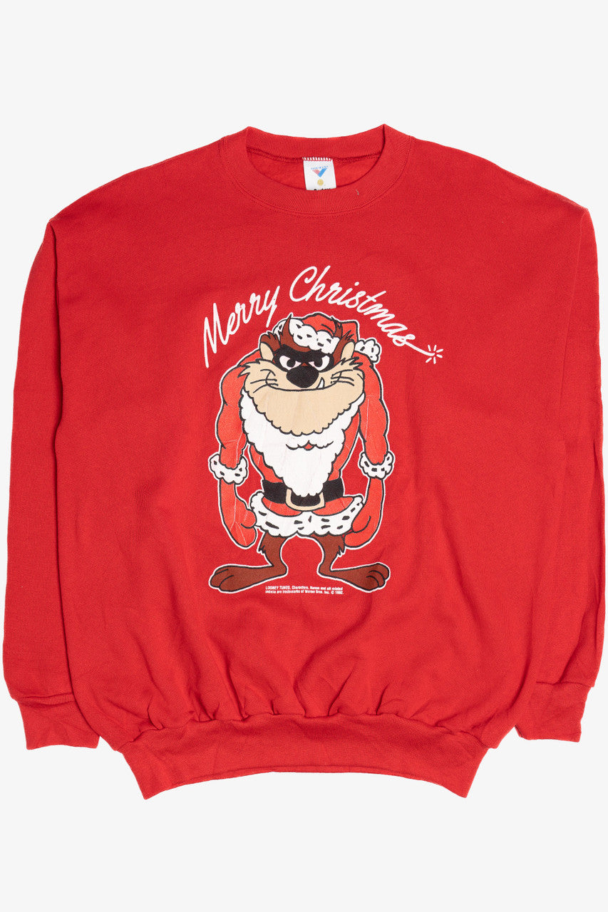 Vintage "Merry Christmas" Taz Looney Tunes Ugly Christmas Sweatshirt (1990s)