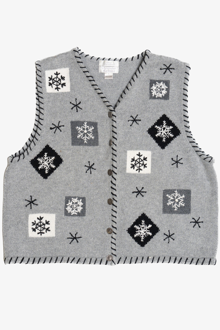 Hand Embroidered Snowflakes Ugly Christmas Vest 63804