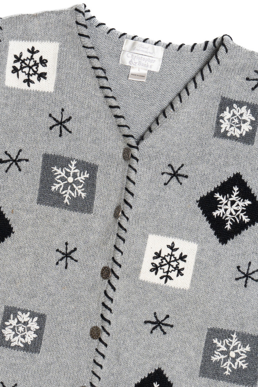 Hand Embroidered Snowflakes Ugly Christmas Vest 63804