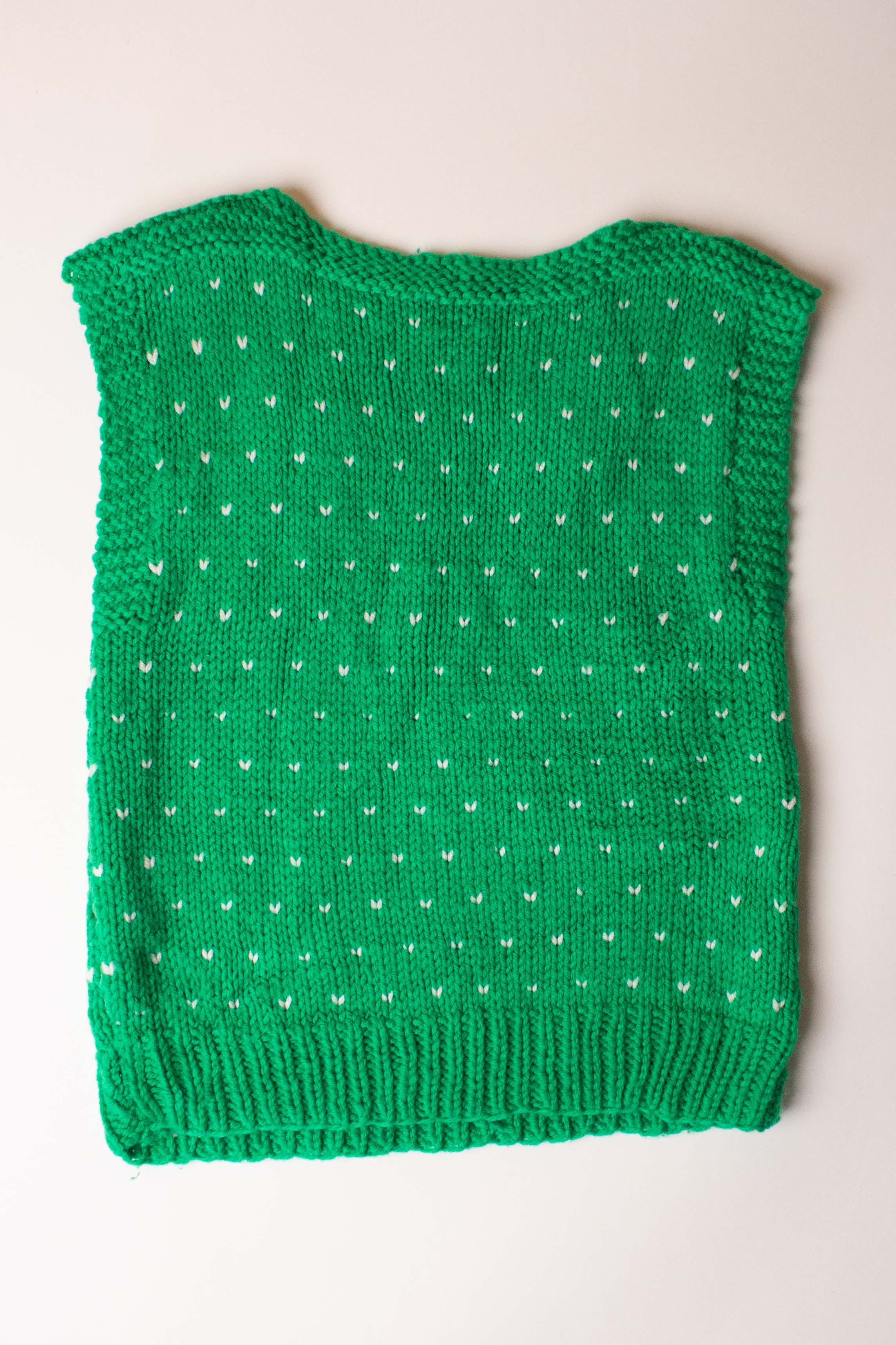 Kids Green Hand Knit Christmas Vest 63881