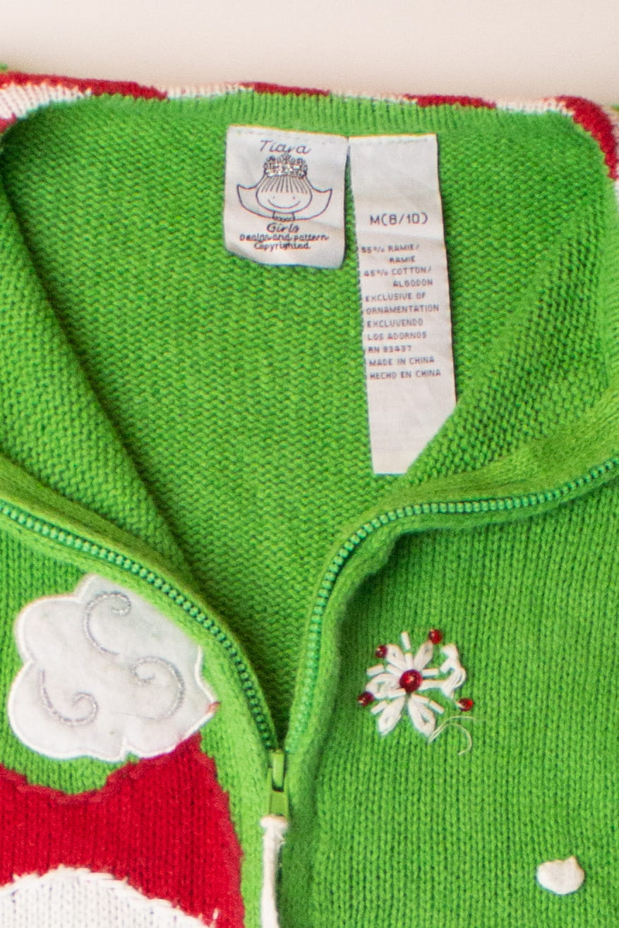 Kids Green Ugly Christmas Cardigan 63915