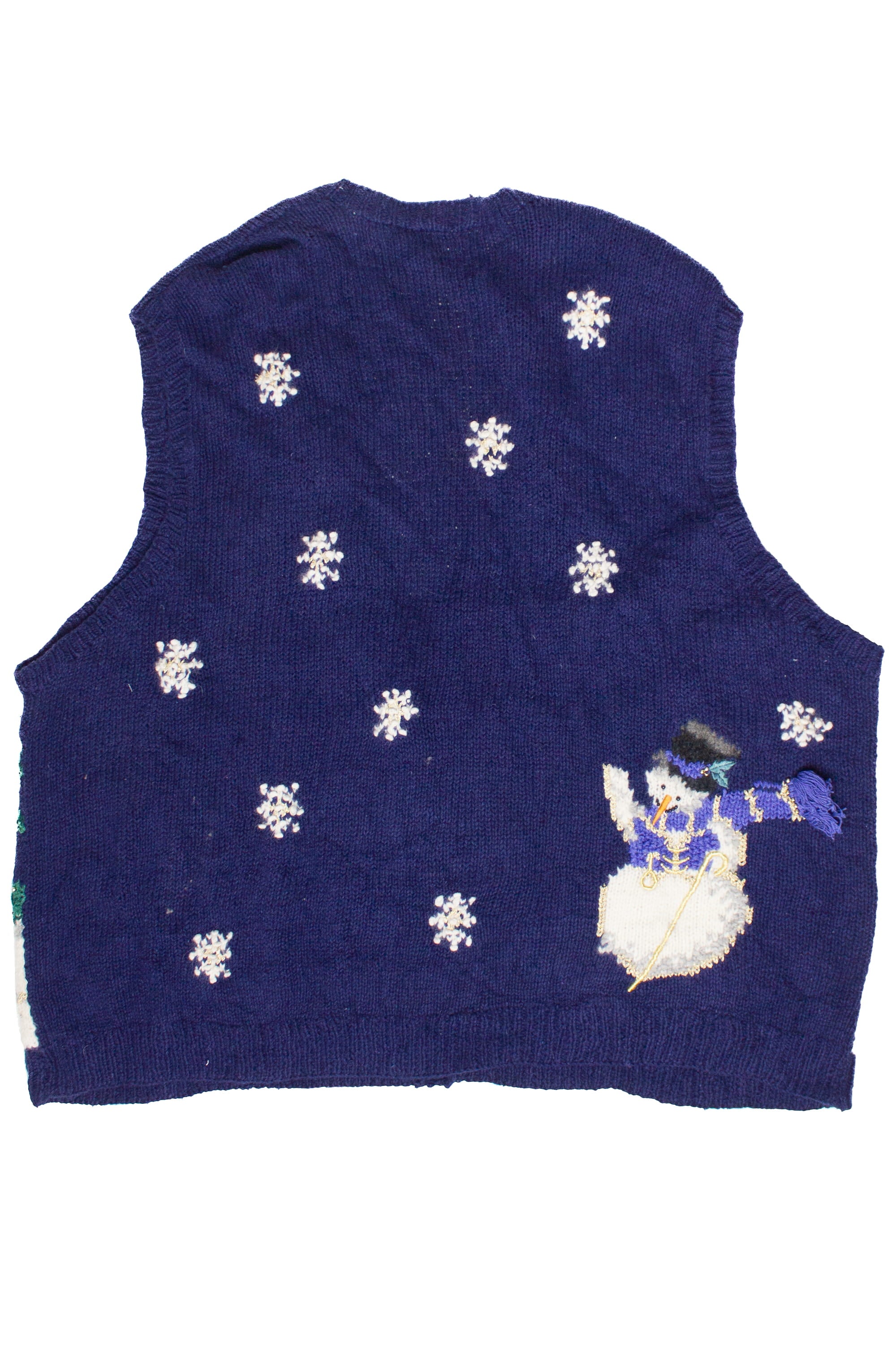 Vintage Hand Knit Snowman Forest Ugly Christmas Sweater Vest (1995)