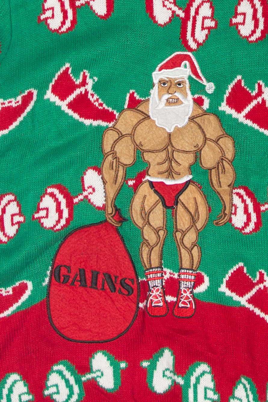 Funny Santa Bodybuilder Ugly Christmas Sweater