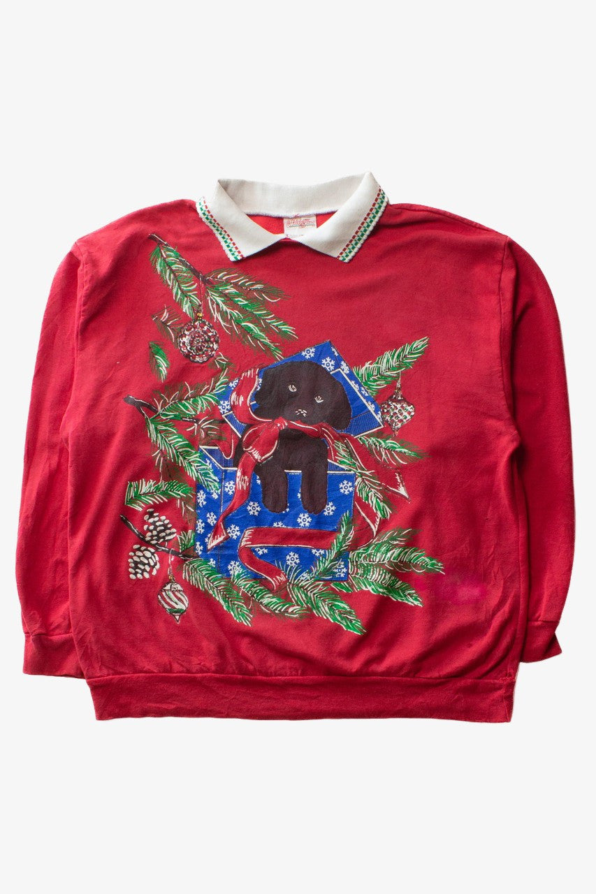 Red Chocolate Lab Ugly Christmas Sweatshirt 64010