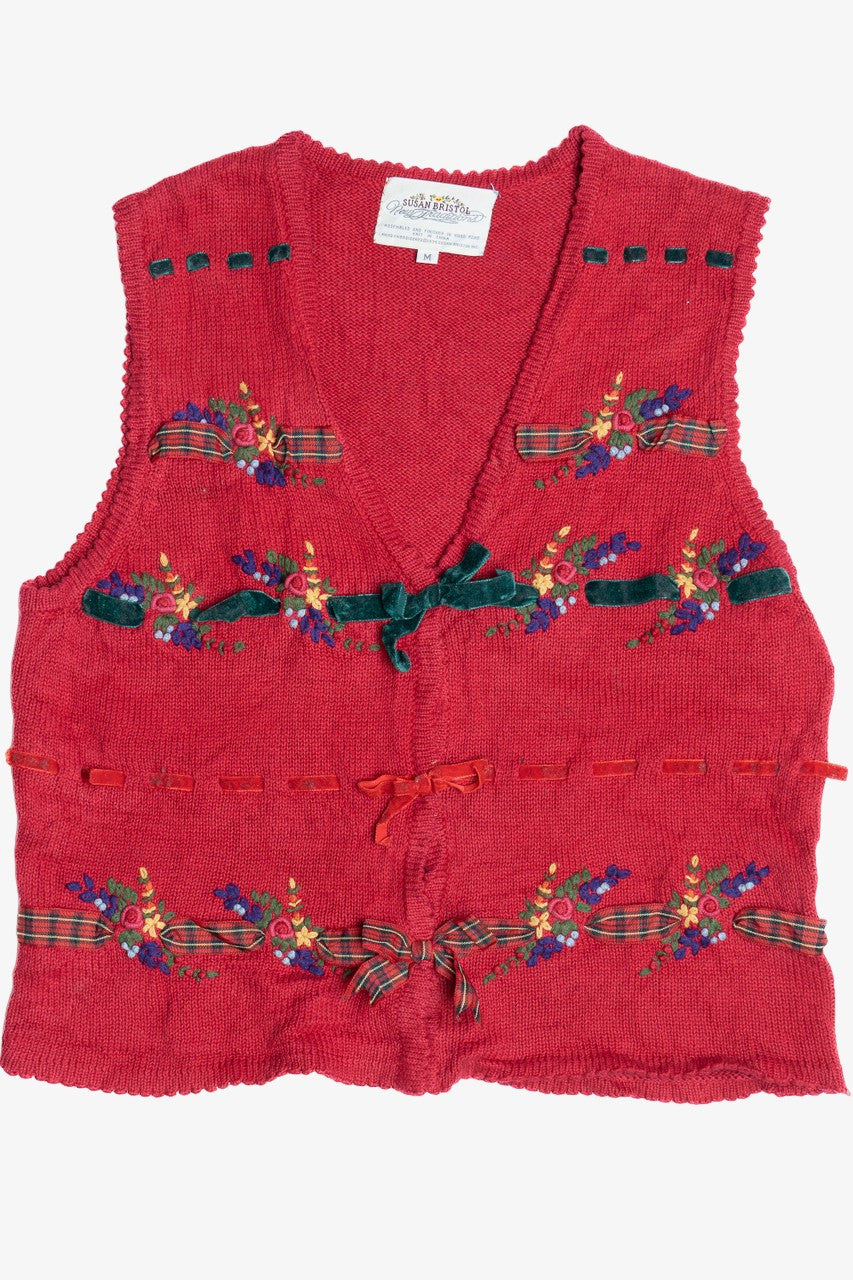 Hand Embroidered Susan Bristol Bows Ugly Christmas Vest 64042