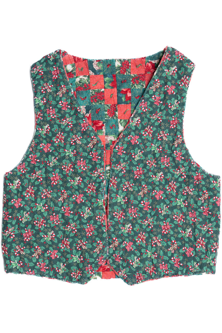 Vintage Handmade Quilted Double-Sided Ugly Christmas Vest 64046