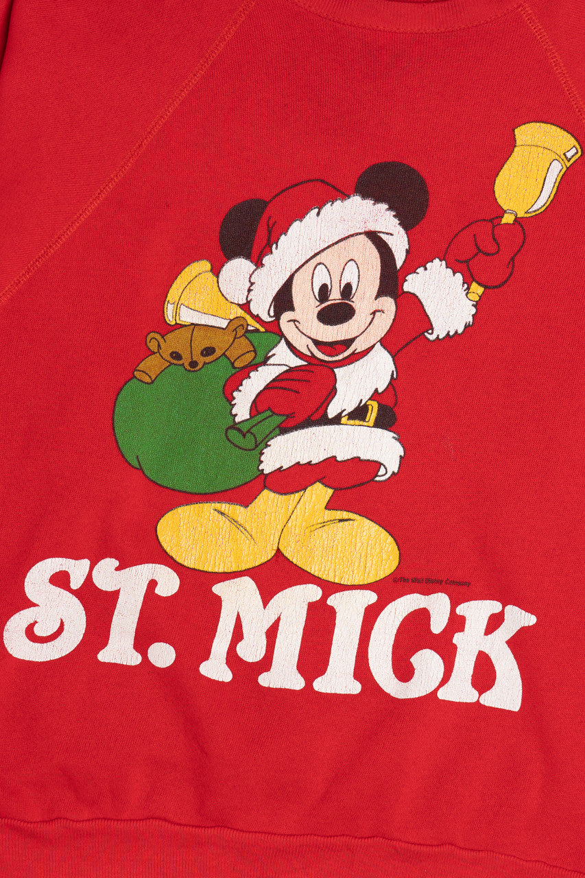 Vintage "St. Mick" Mickey Mouse Ugly Christmas Sweatshirt