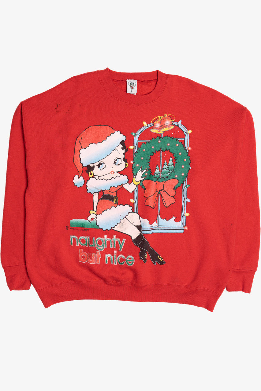 Vintage Betty Boop "Naughty But Nice" Ugly Christmas Sweatshirt