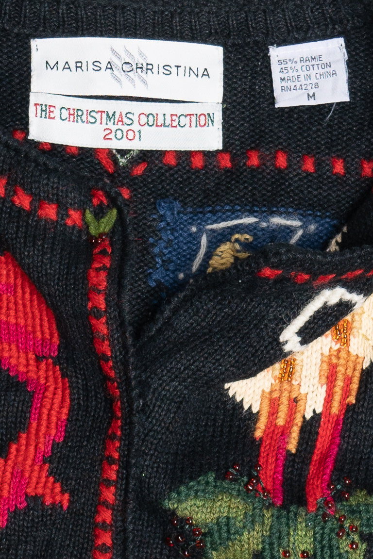 Vintage Christmas Alphabet Ugly Christmas Cardigan Sweater 64093