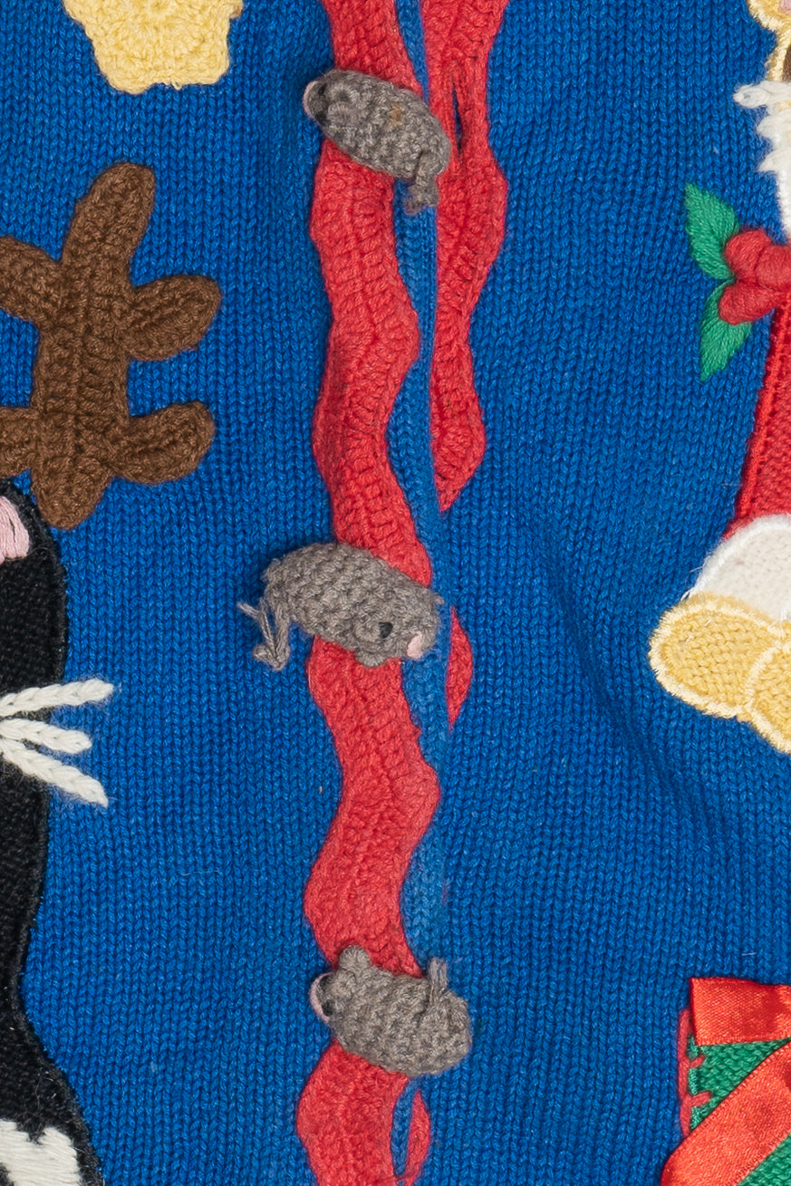 Christmas Cats With Knit Mice Buttons Ugly Christmas Vest
