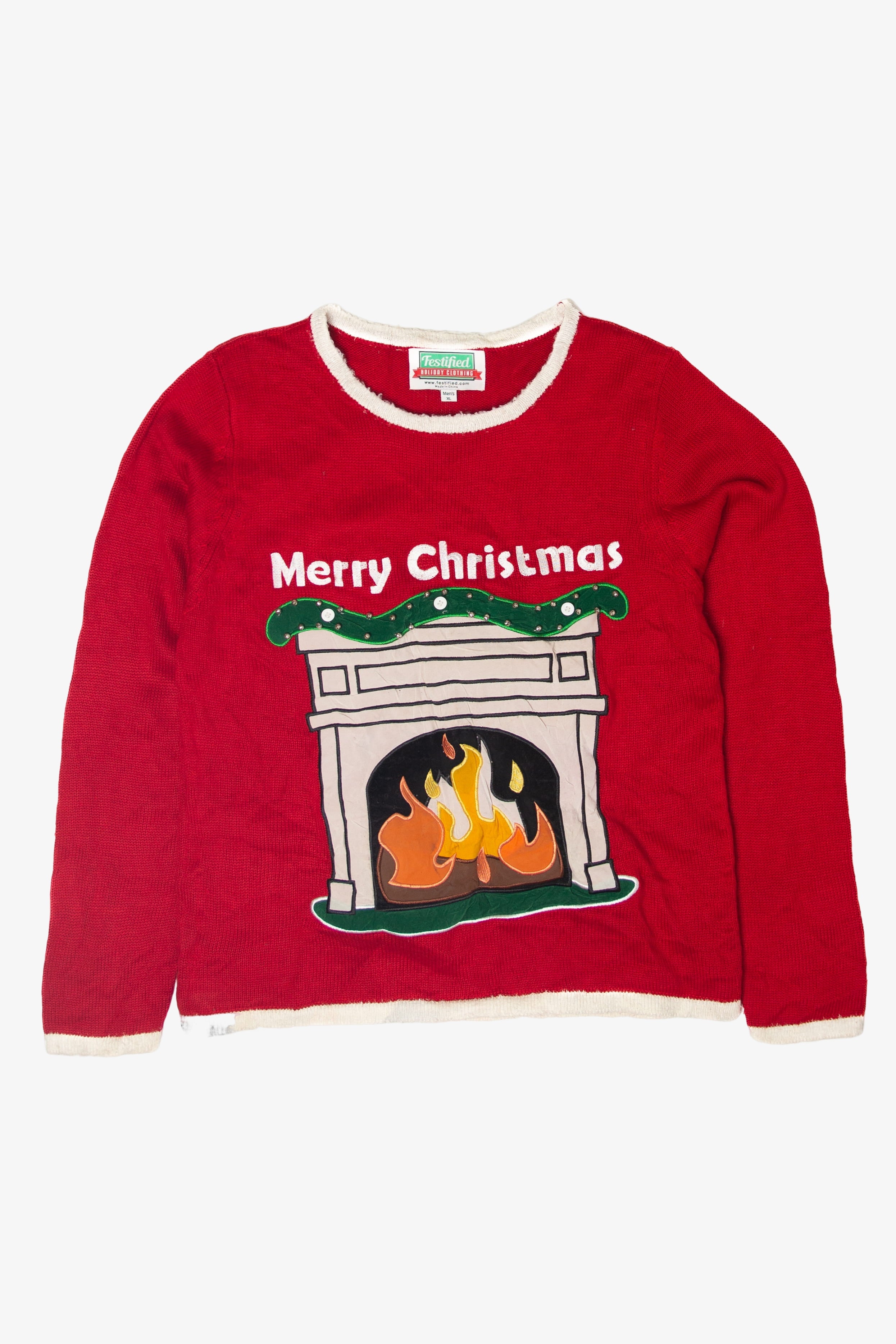 Light Up Fireplace Ugly Christmas Sweater (2010s)
